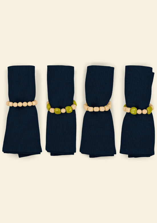 The Green Olive & Ivory Beaded Napkin Rings (set of 4)