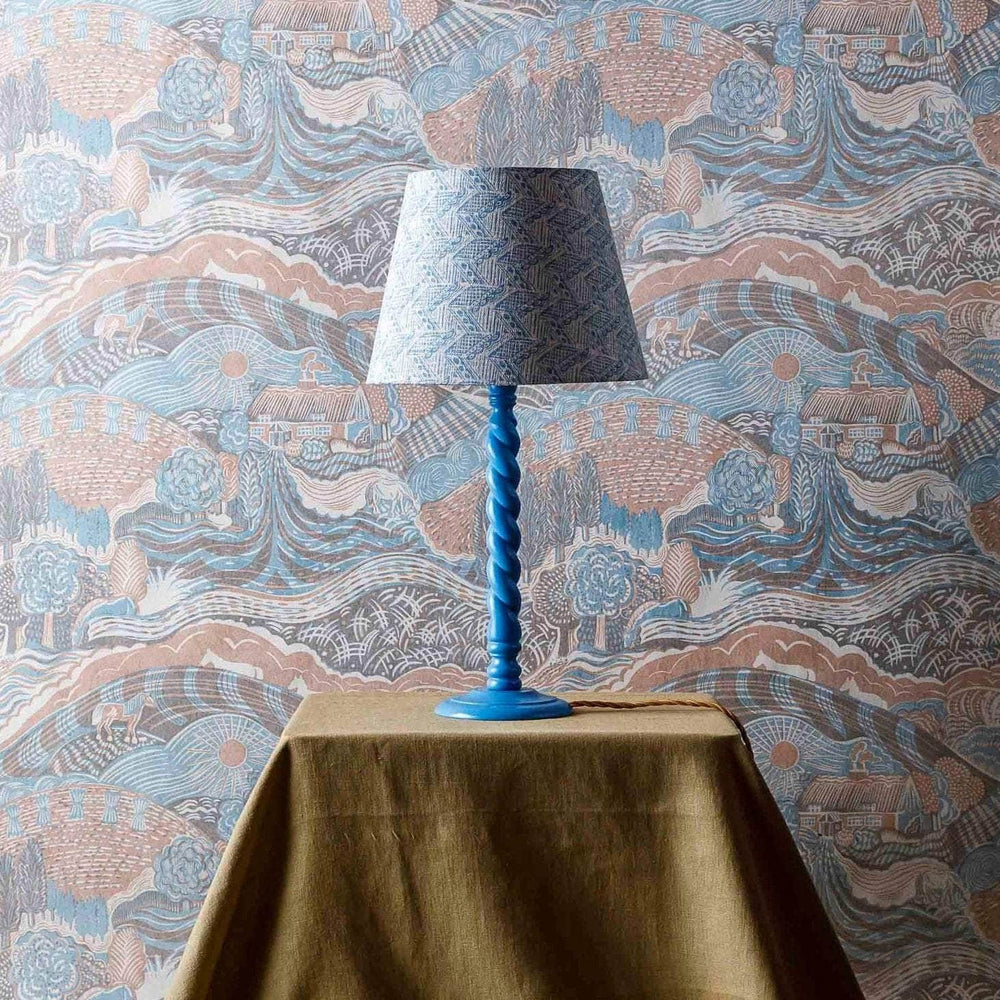 The Plough Wallpaper in Blue and Grey