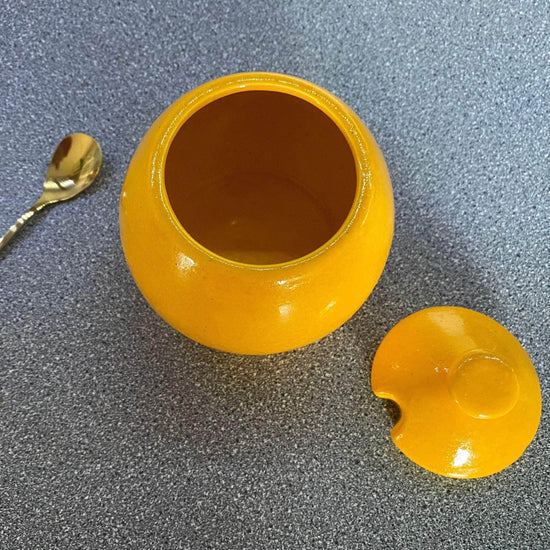 Butter Dish, Sugar Bowl, Spoon Rest and Milk Jug Set - Speckled Yellow