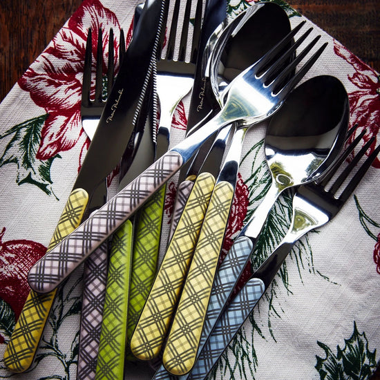 Tartan Cutlery, 4 Piece Set, Yellow