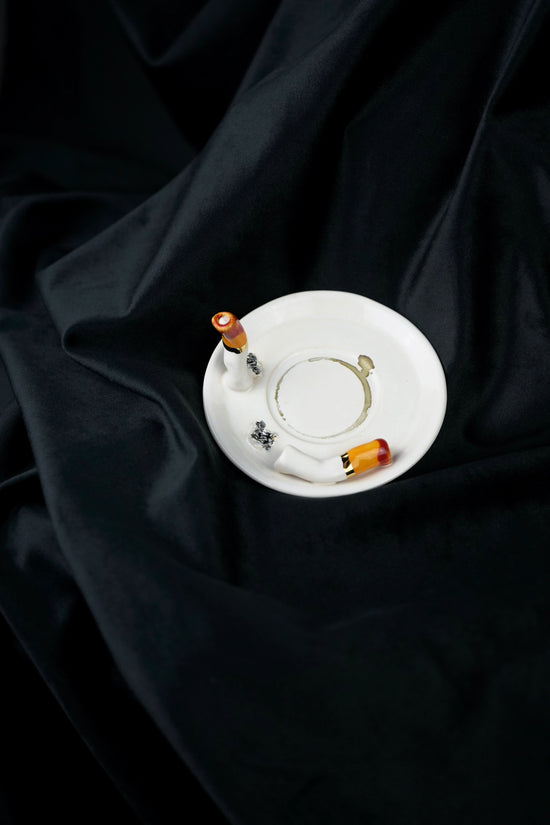 Lipstick Ciggy & Stain Espresso Cup & Saucer