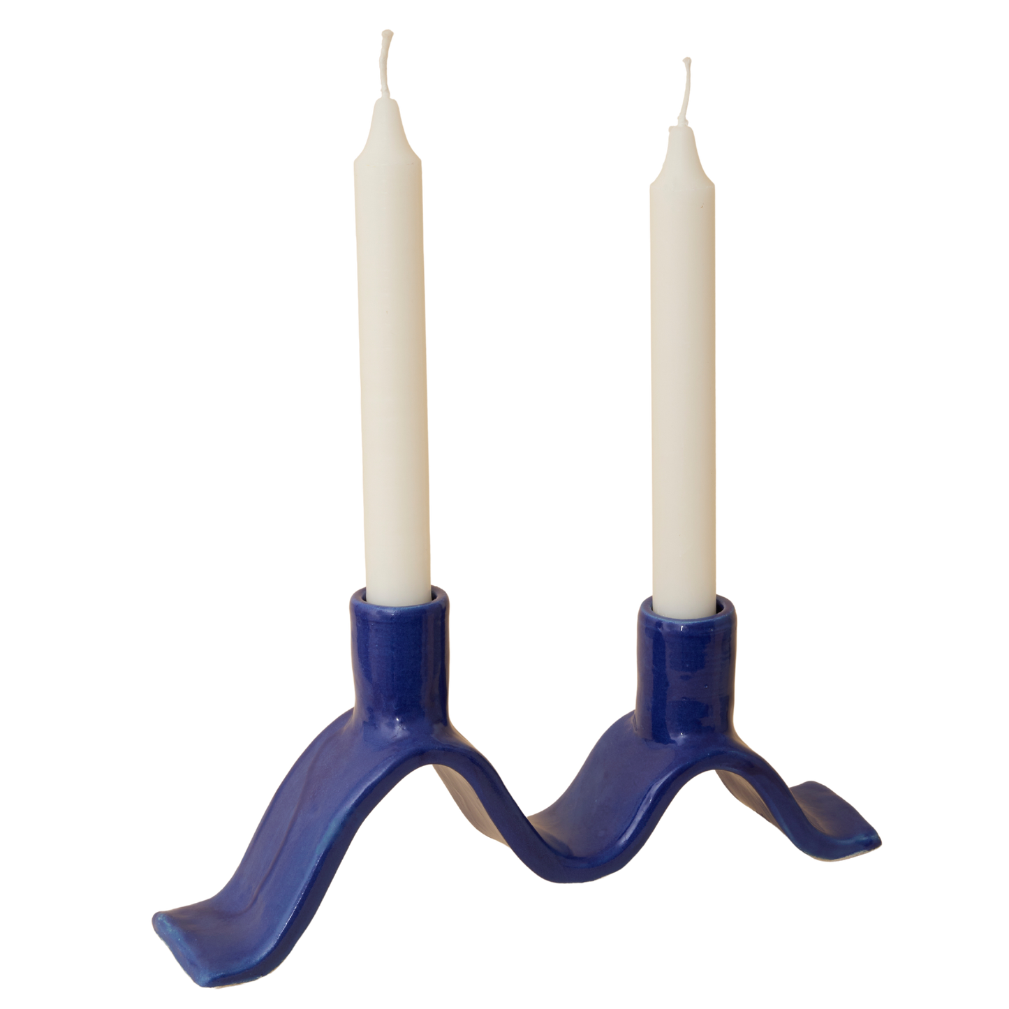 Small Wavy Candelabra - Blue