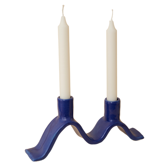 Small Wavy Candelabra - Blue