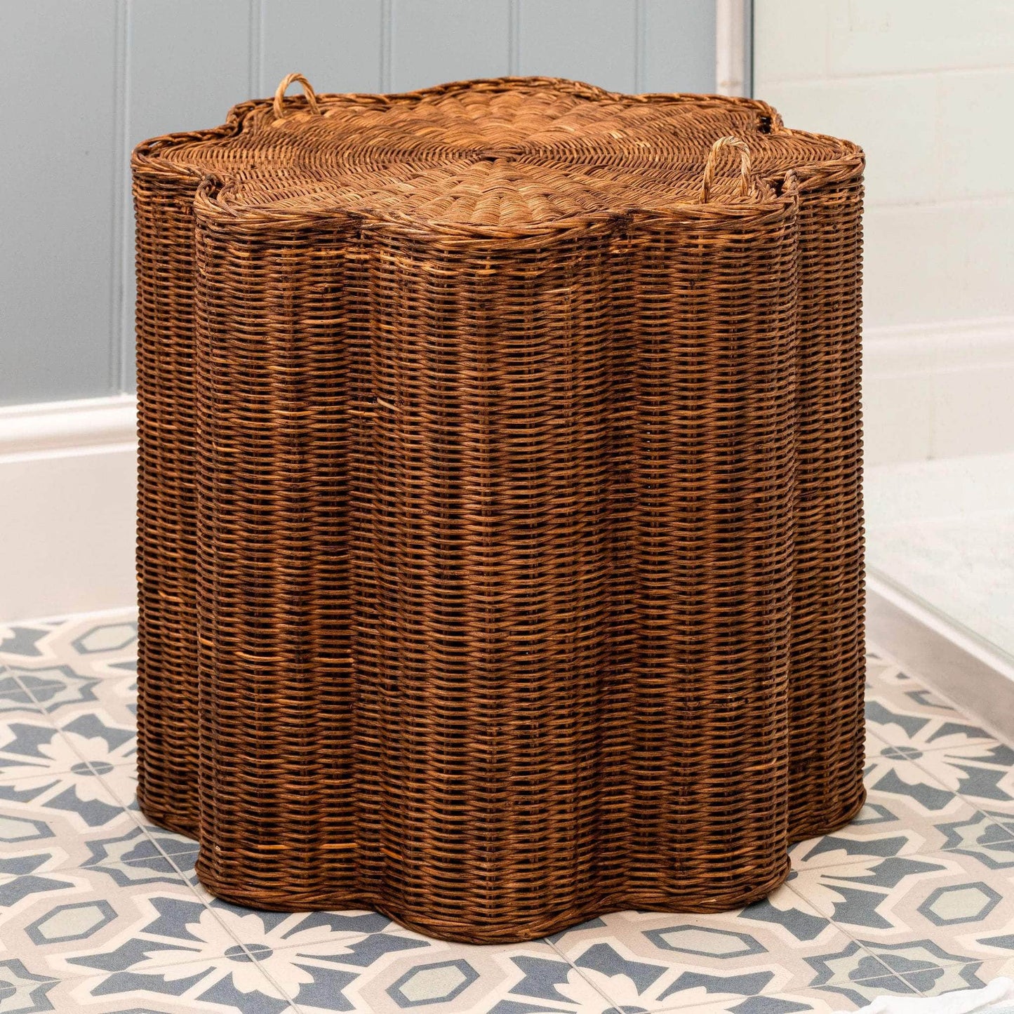 Shell Rattan Ottoman