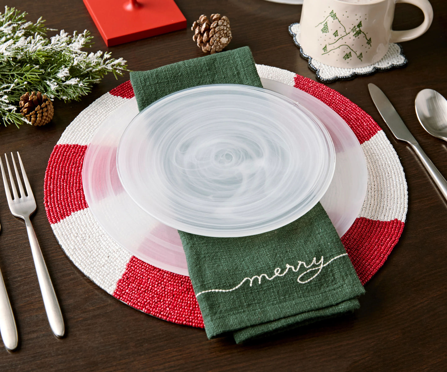 Handmade Beaded Candy Cane Placemat