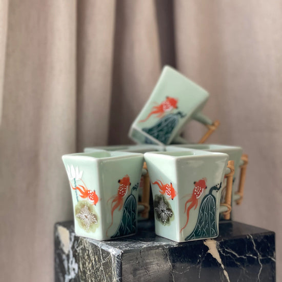 Goldfish Design Vietnamese Square Espresso Cups