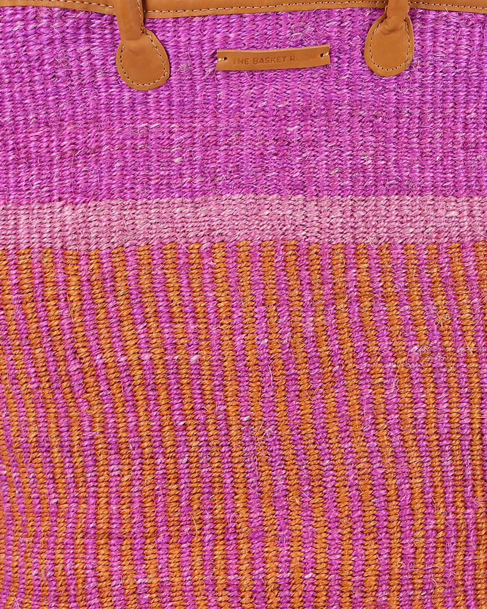 TENGUA: Orange, Pink & Purple Stripe Woven Laundry Basket