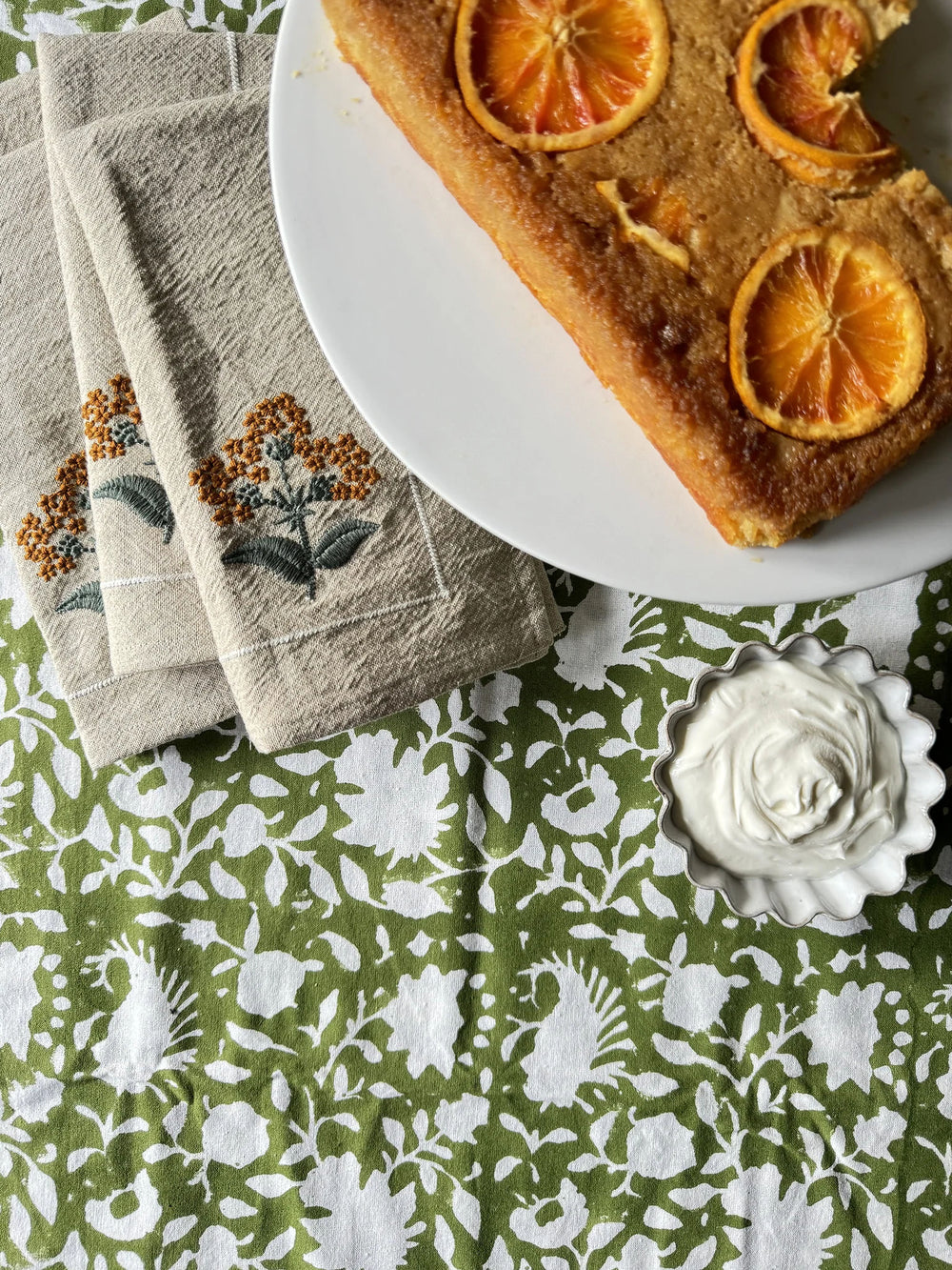 Block Printed Table Runner, Secret Garden