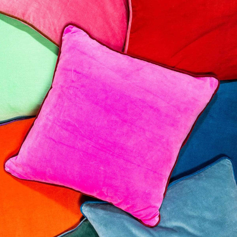 Charliss Velvet Pillow - Neon Pink + Wine