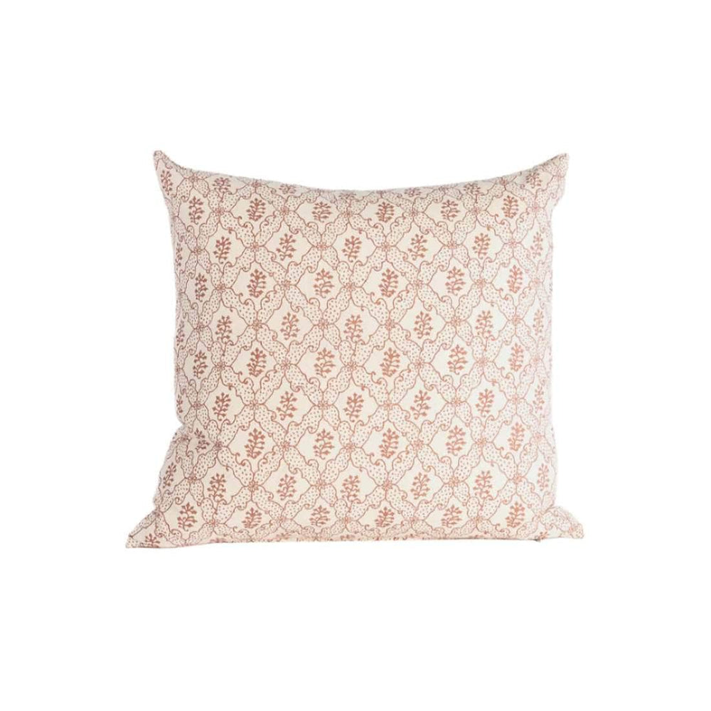 Lattice Flower Cotton Scatter Cushion in Pink