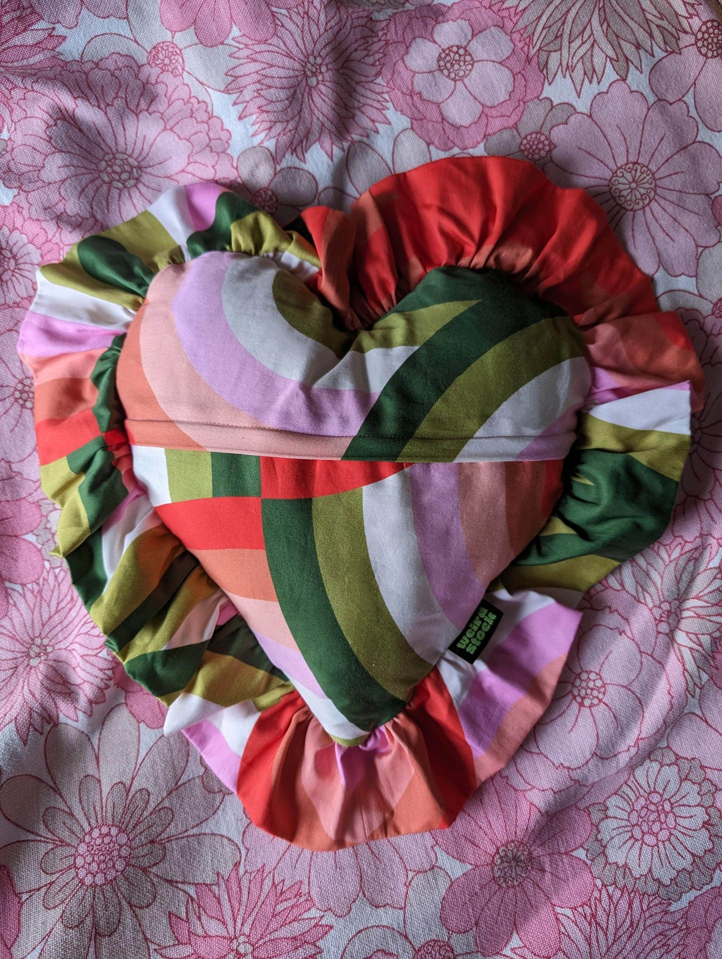 Young Hearts Ruffle Cushion in Groove Inn