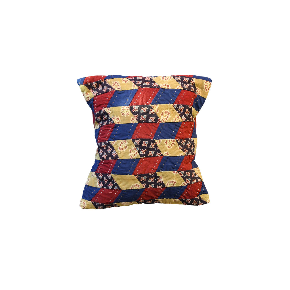 Mini Patchwork Cushion Cover | Indigo Blue/Rust