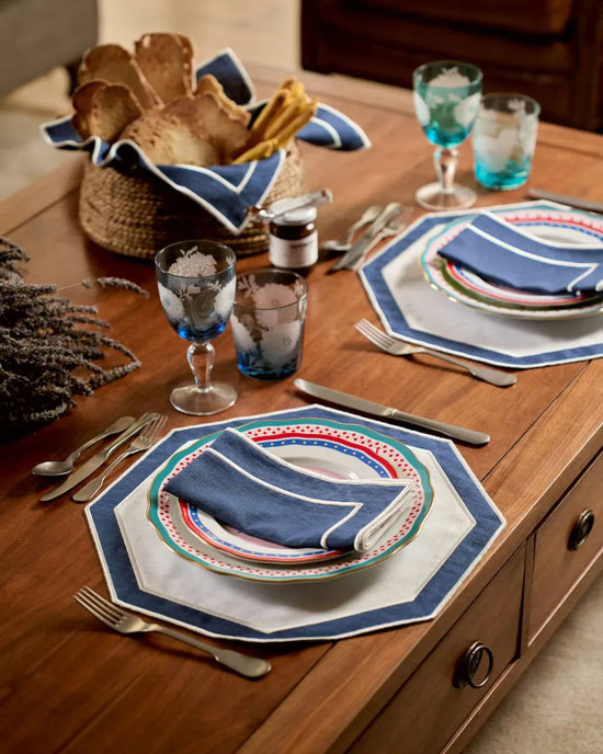 Douro, Dark Blue and White Placemat (Reversible)