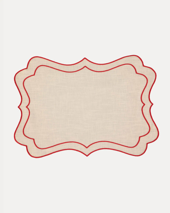 Brisa Placemat, Beige with Red