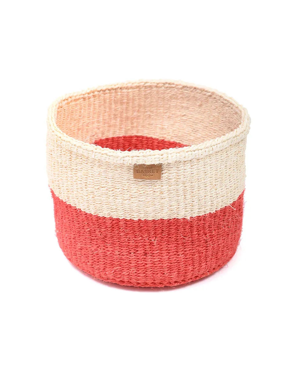 TANGU: Red Colour Block Woven Basket