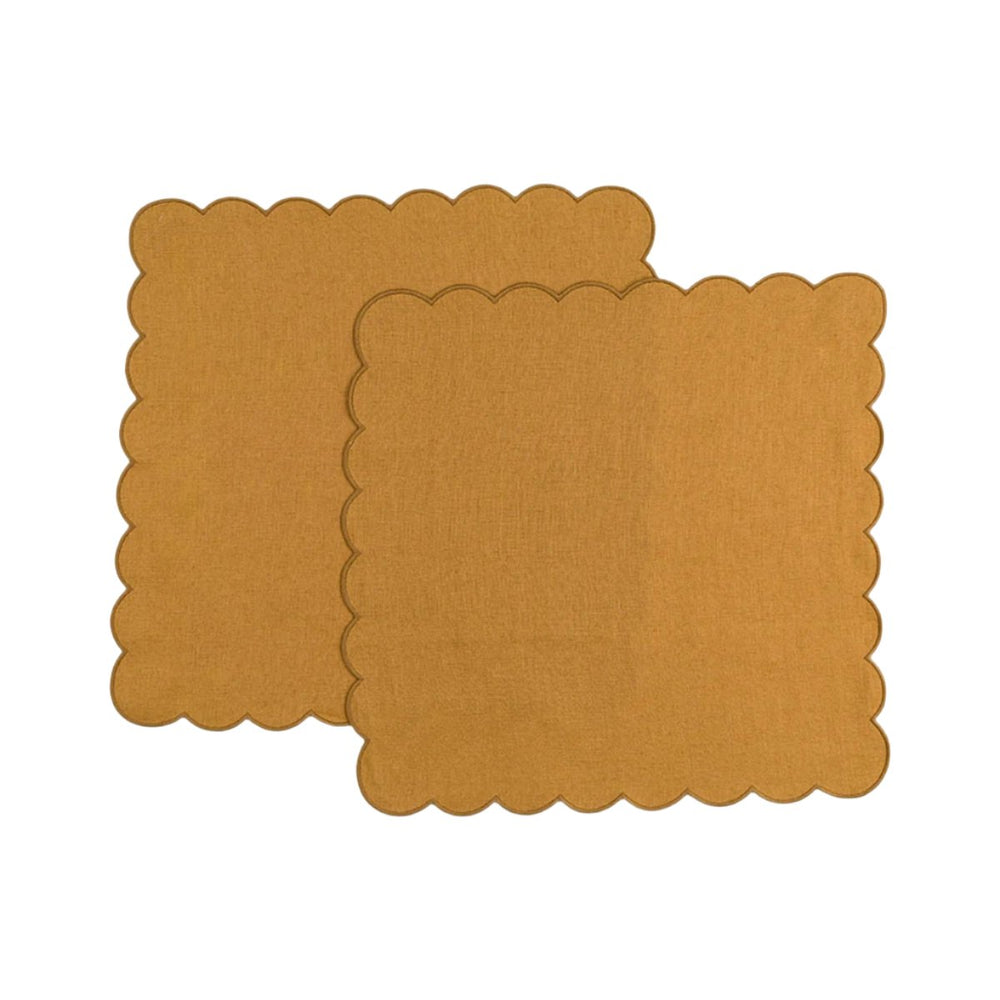 The Yellow Ochre Linen Scalloped Napkins (Set of 2)