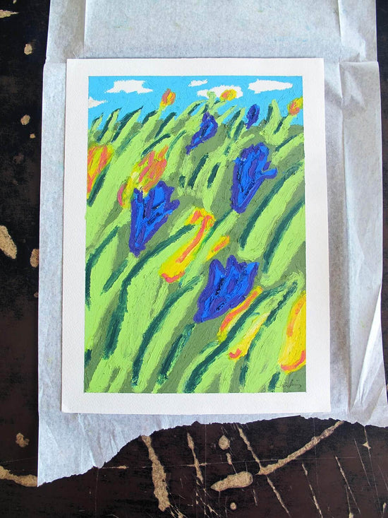 Wind Through Field Original Oil Pastel Artwork