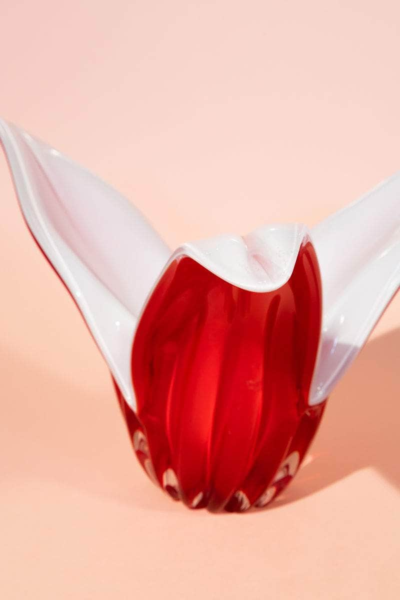 Mid-Century Red Opaline Centerpiece