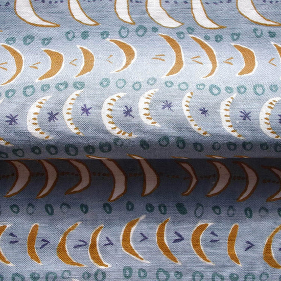Printed Mini Moons Fabric - Blue