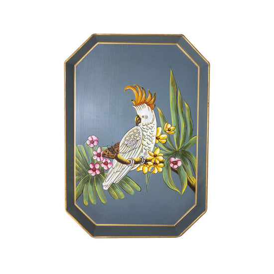 Fauna Hand-Painted Iron Tray - Parrot