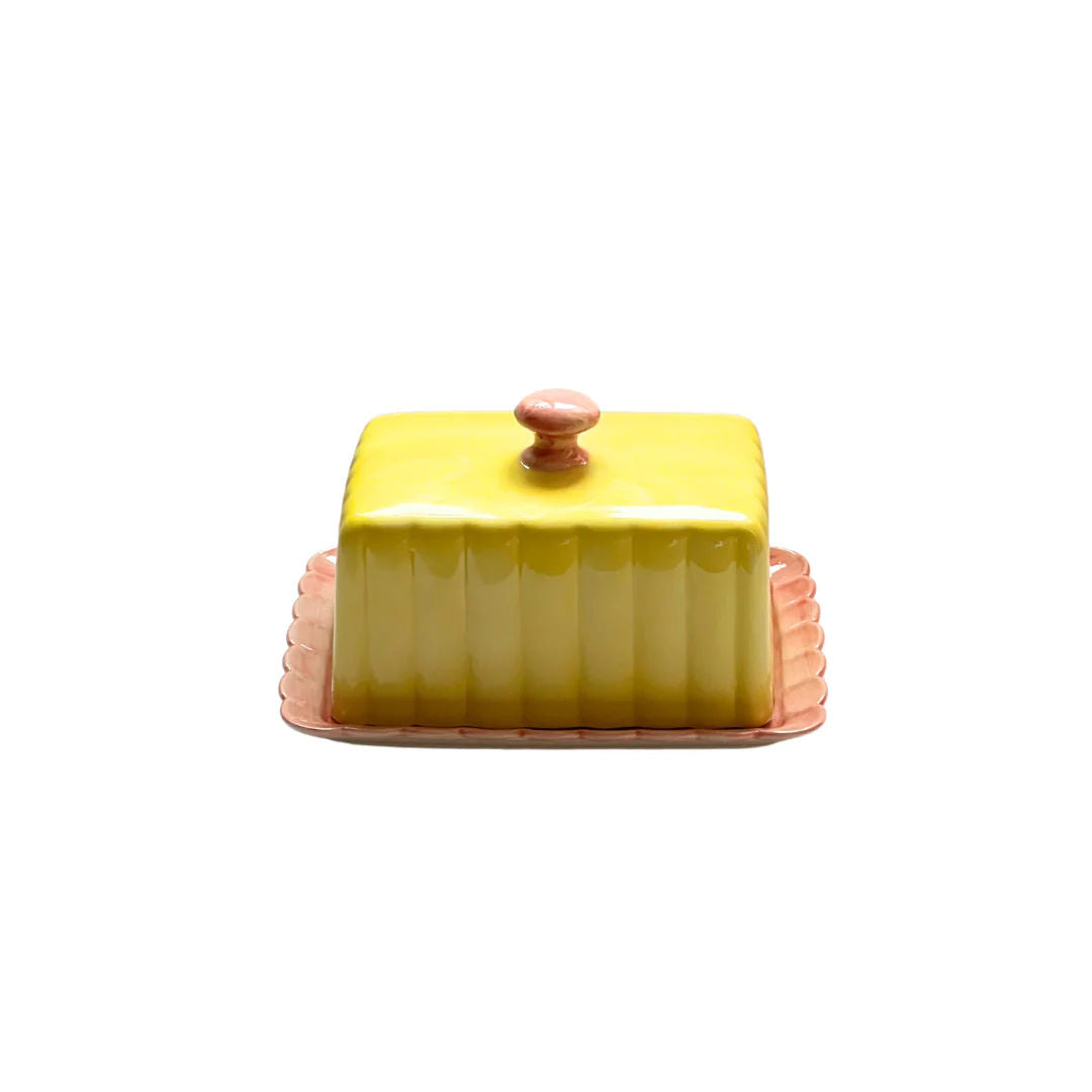 Butter Dish - Yellow & Pink