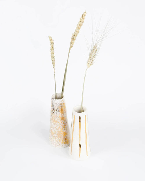 Gold Splatter Stem Vase