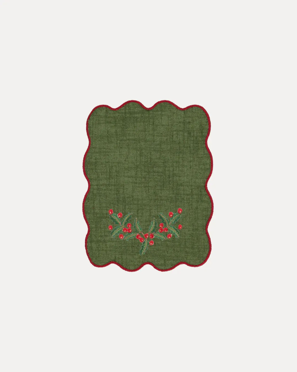 Green Palm Cocktail Napkin, Christmas Holly