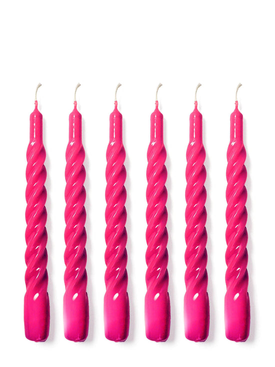 Fuscia Twisted Gloss Candles - Set of 6