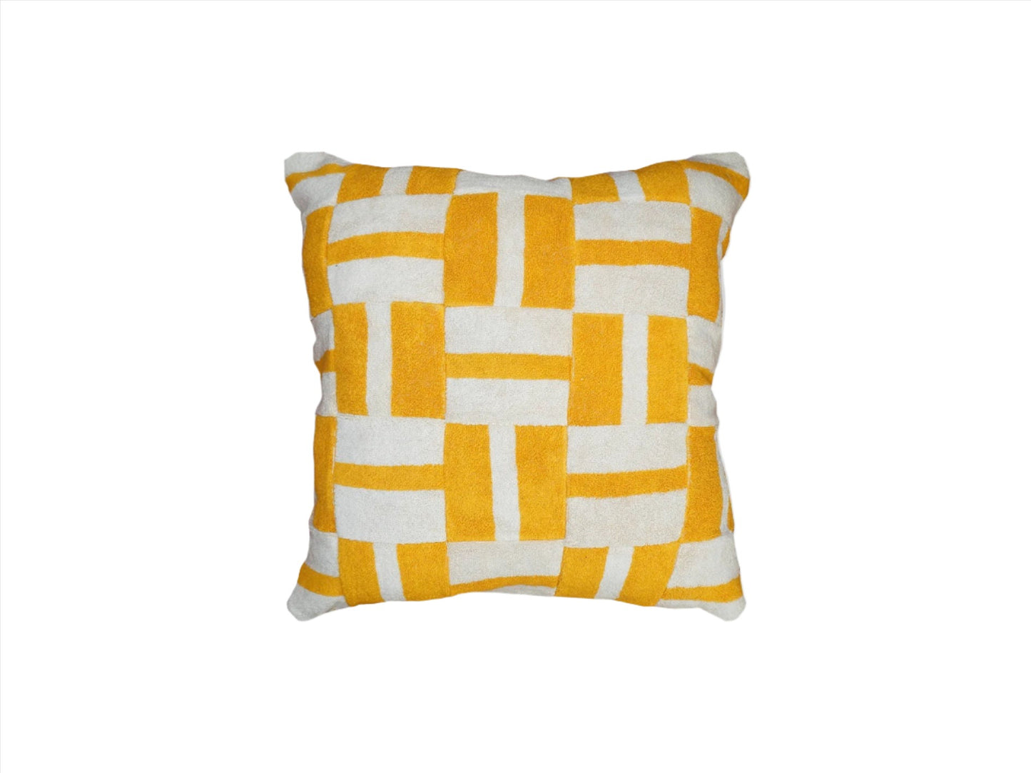 Geometric Yellow Towelling Cushion