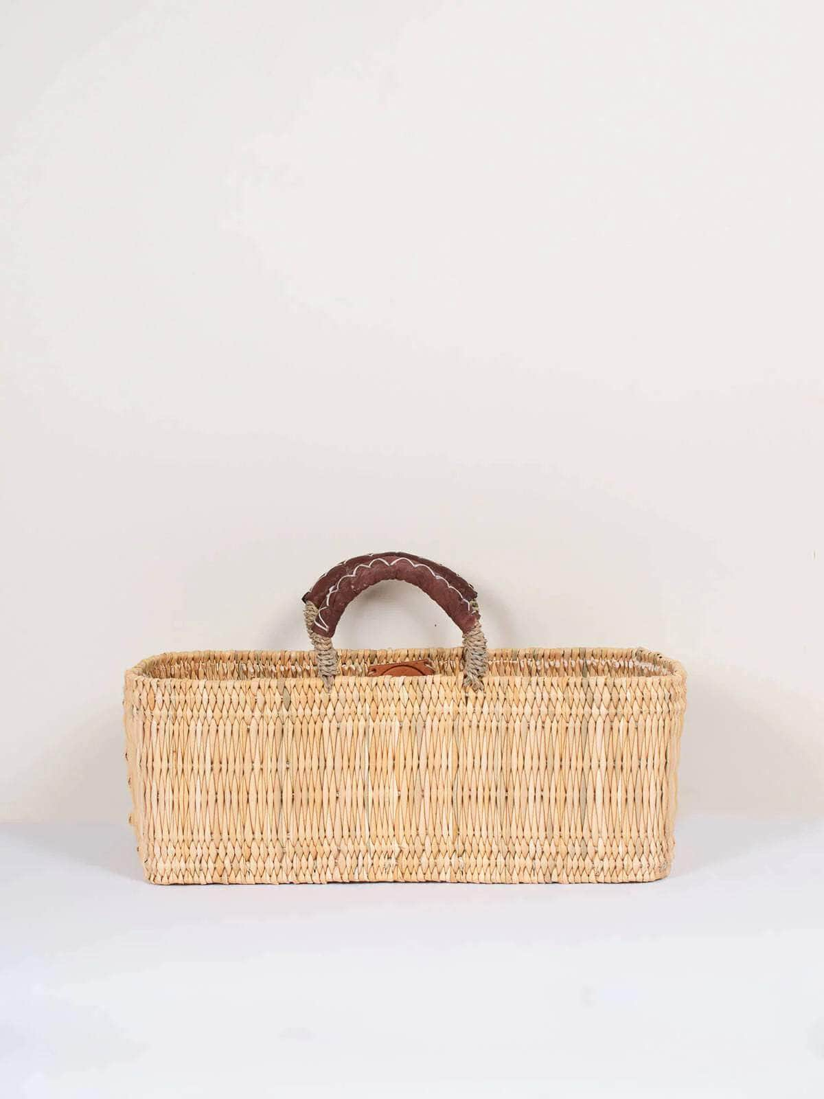 Reed Basket with Leather