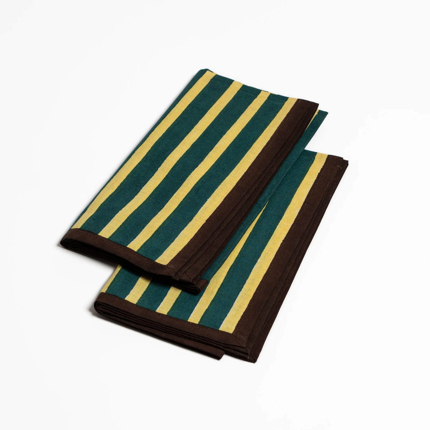 Block Stripe Napkins - Lemon / Forest Green