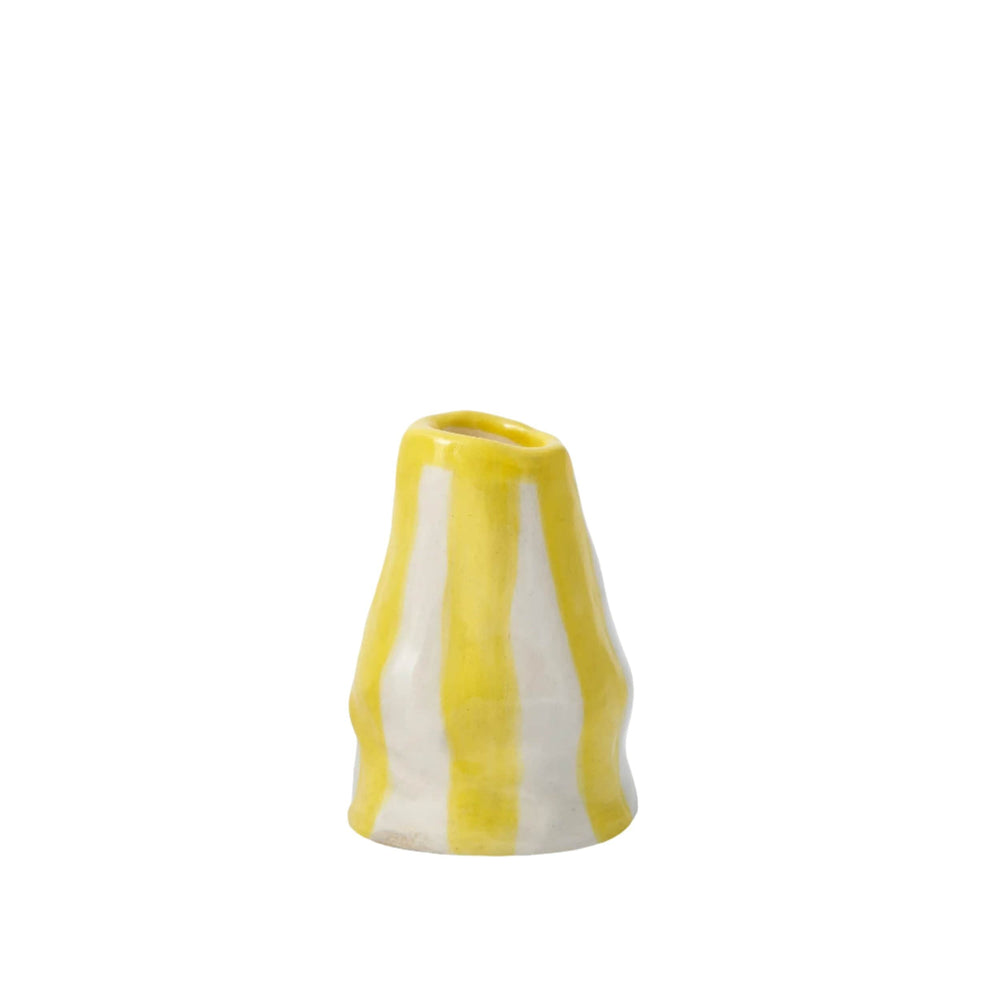 Bright Yellow Candy Stripe Candle Holder