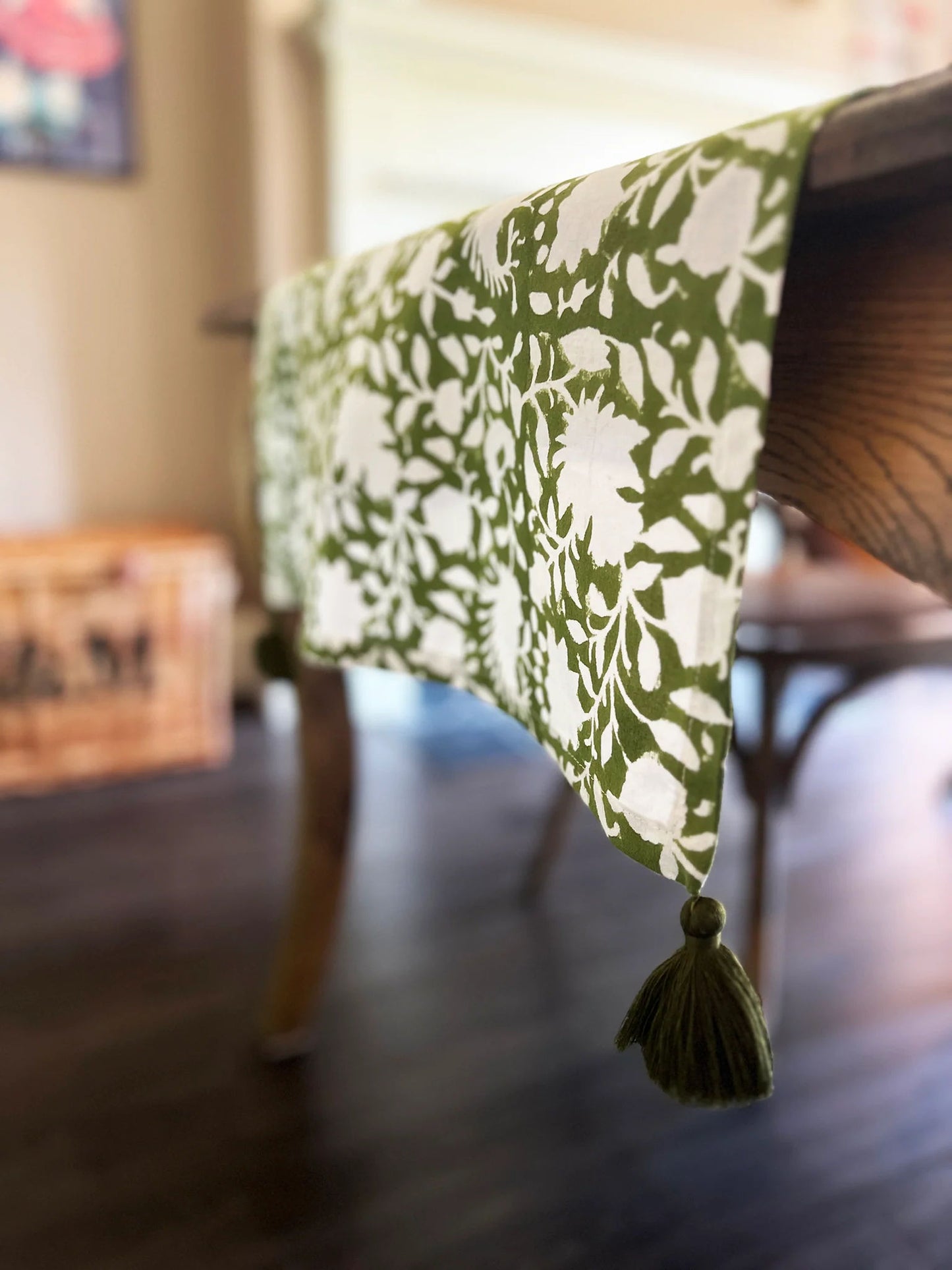 Block Printed Table Runner, Secret Garden