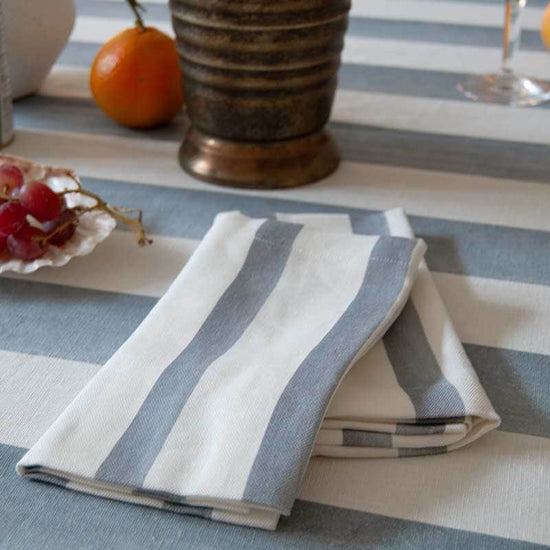 Blue Striped Linen Napkin - Set of 4