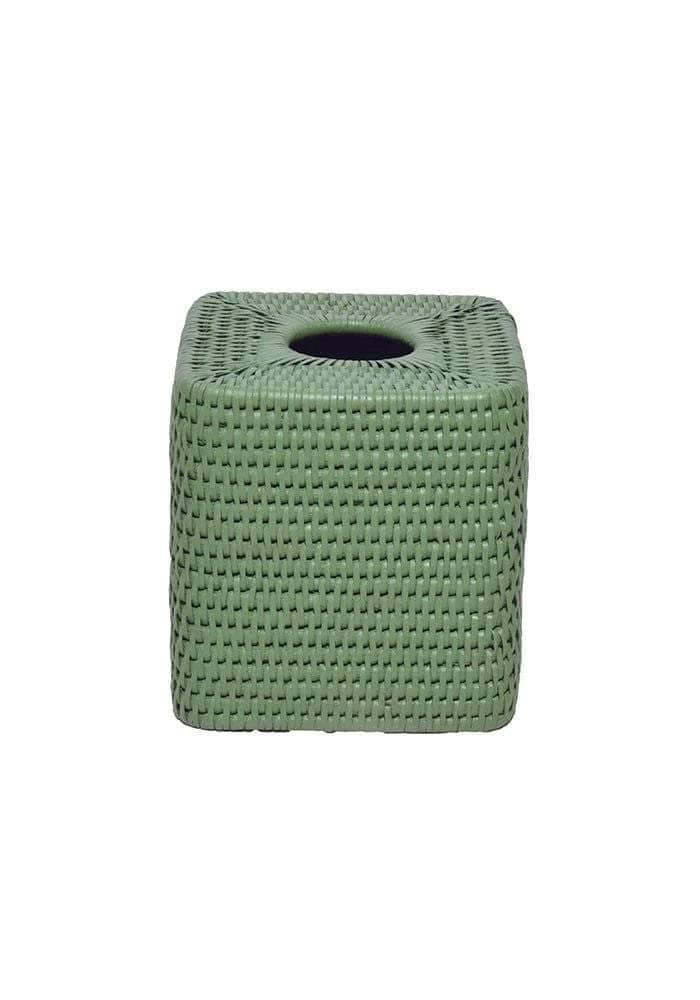Rattan Tissue Box Cover - Green
