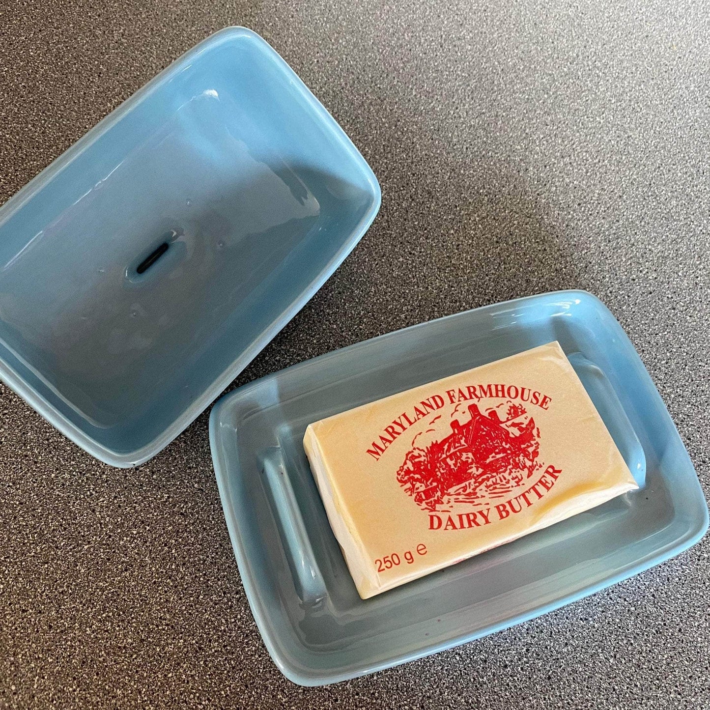 Butter Dish and Sugar Bowl Set - Powder Blue Glaze