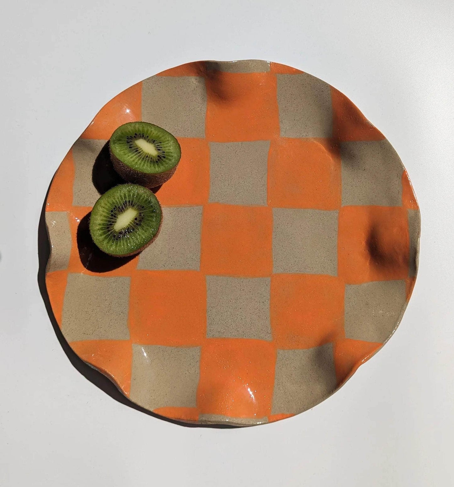 Orange Wavy Check Serving Platter