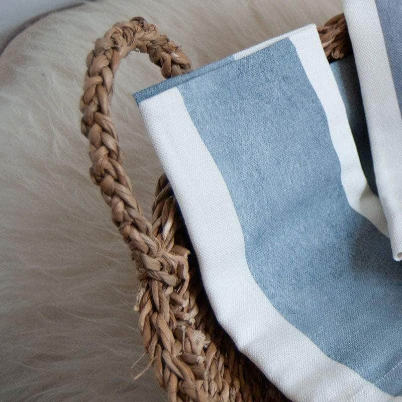 Blue Wide Striped Linen Napkin - Set of 4