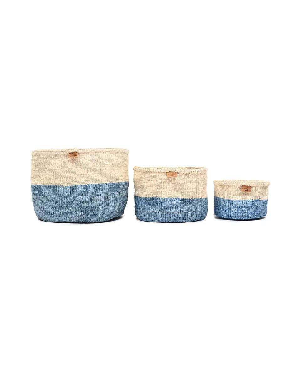 MKOA: Sky Blue Colour Block Woven Basket