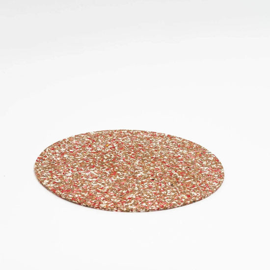 Red Round Speckled Cork Placemat