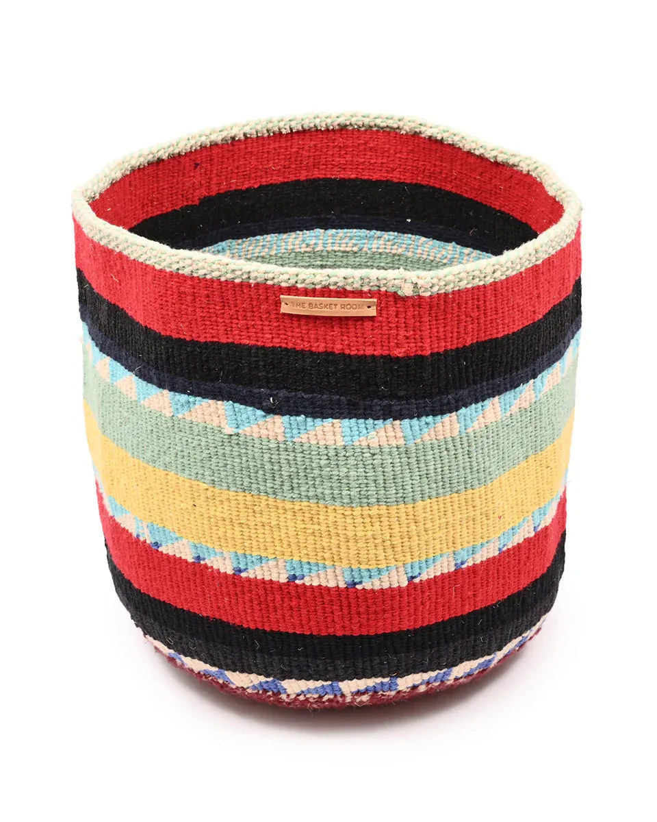 SHAKA: Extra Large Blue, Red, Green, Yellow Wool Basket