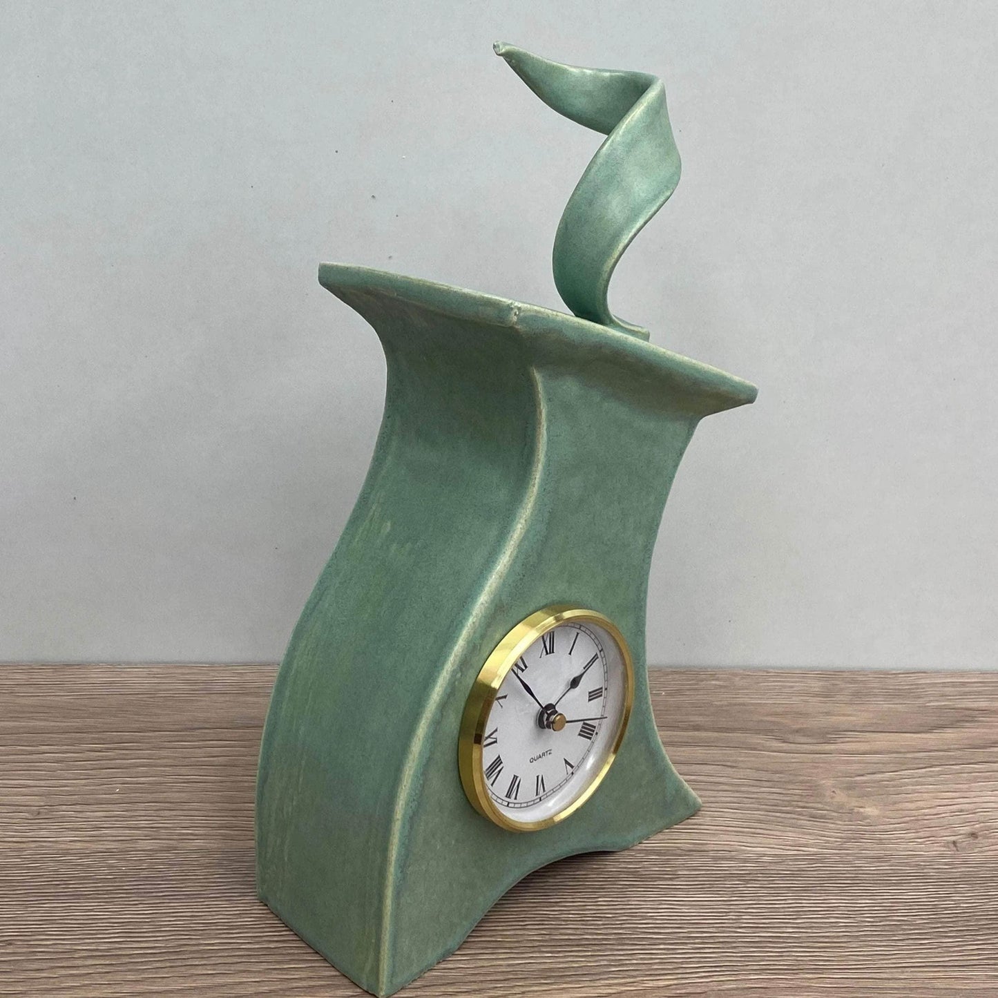 Ceramic Mantel Clock with Enclosed Face - Cornish Copper