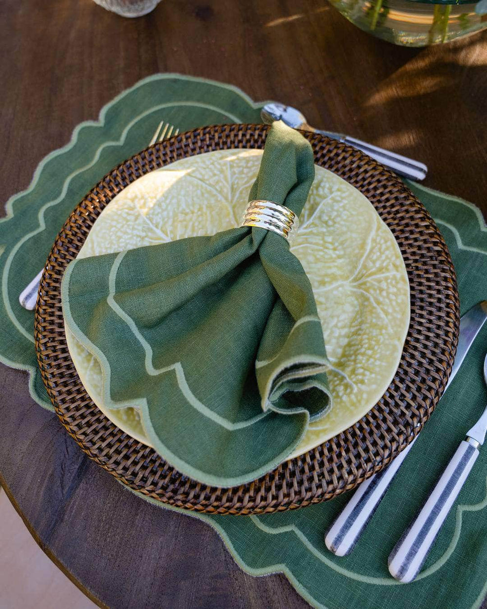 Clou Napkin, Green with Green