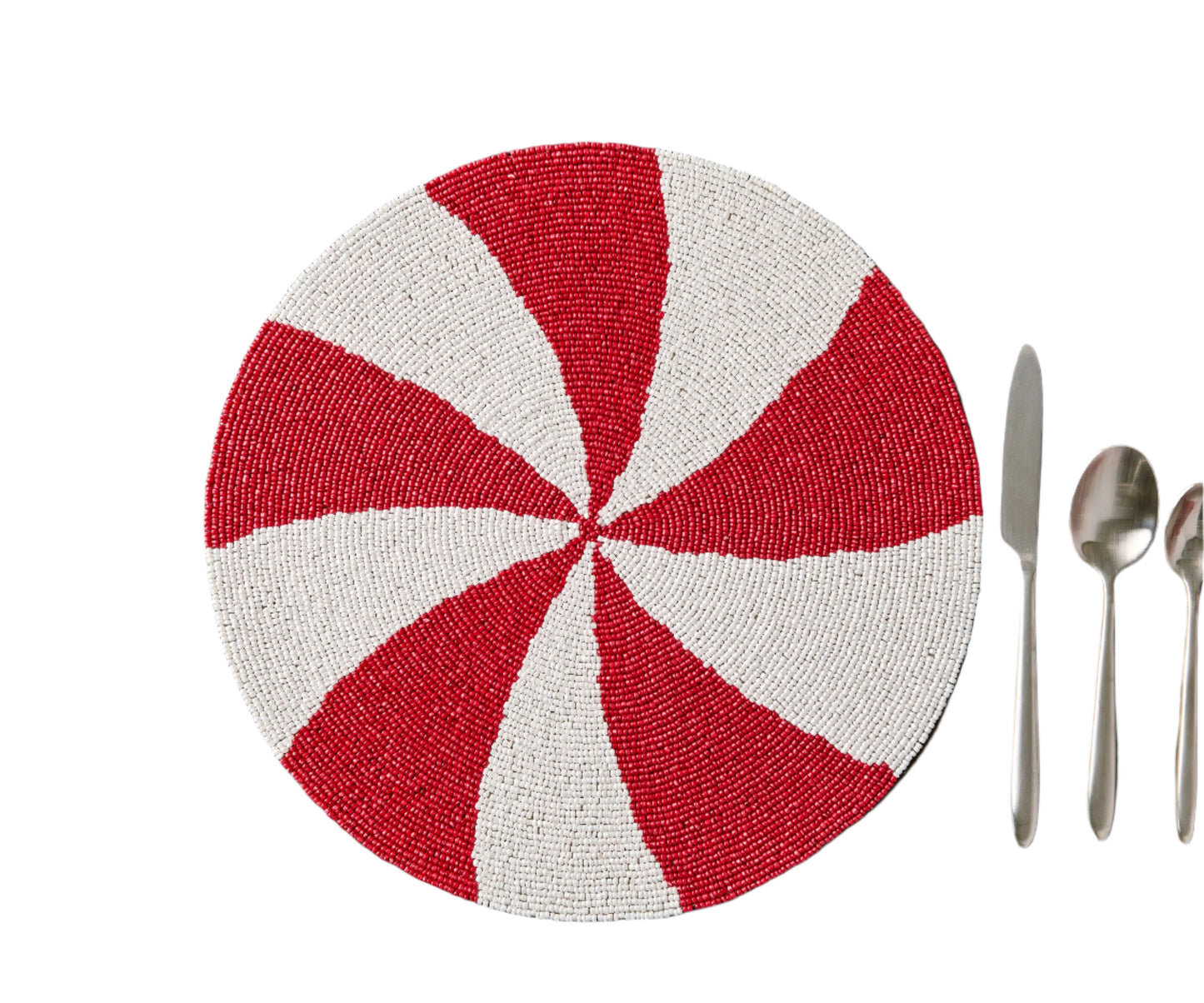 Handmade Beaded Candy Cane Placemat