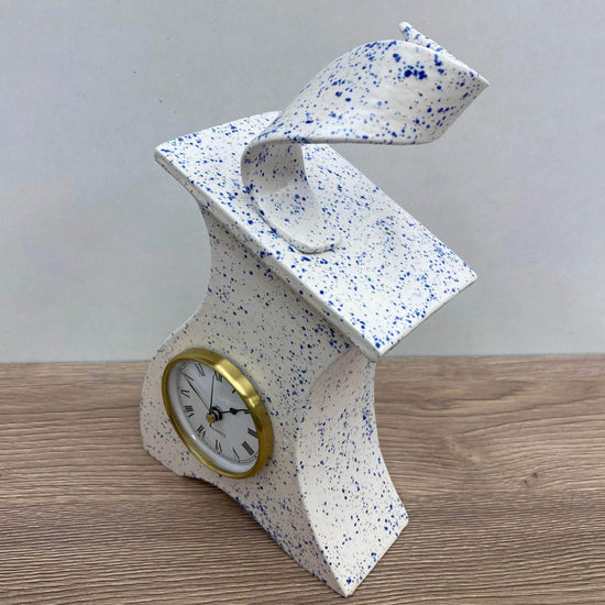 Ceramic Mantel Clock - Light Blue Speckled