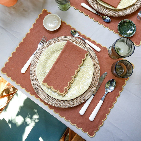 Aurora Napkin, Terracotta with Yellow