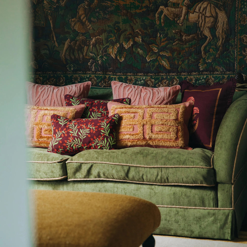 Double Sided Cushion Audrey Burgundy & Fern