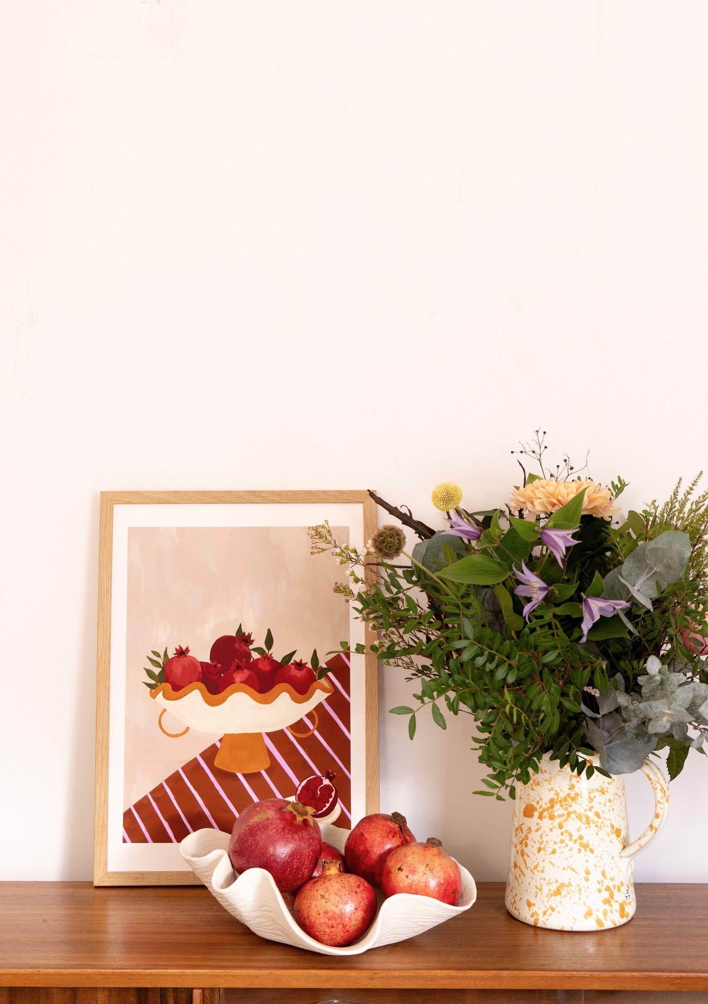 Pomegranates In Wavy Bowl Print