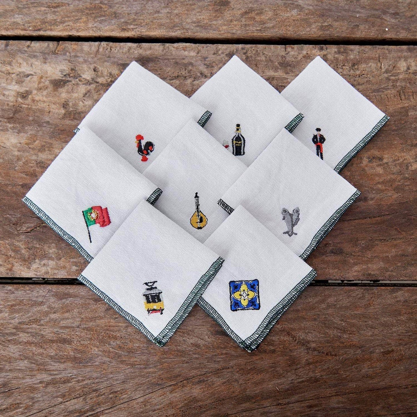 Portuguese Cocktail Linen Napkins Set of 8