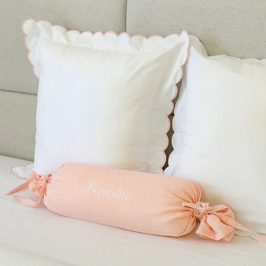 Personalised Baby Pink Bolster Pillow